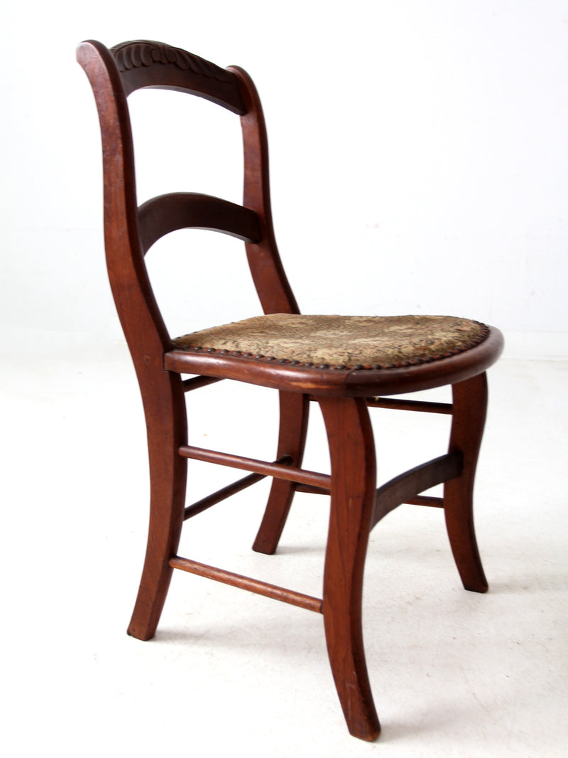 antique Victorian ladder back chair with tapestry seat