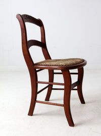 antique Victorian ladder back chair with tapestry seat