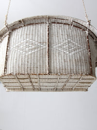 vintage white wicker hanging bench, ca 1930s-1940s