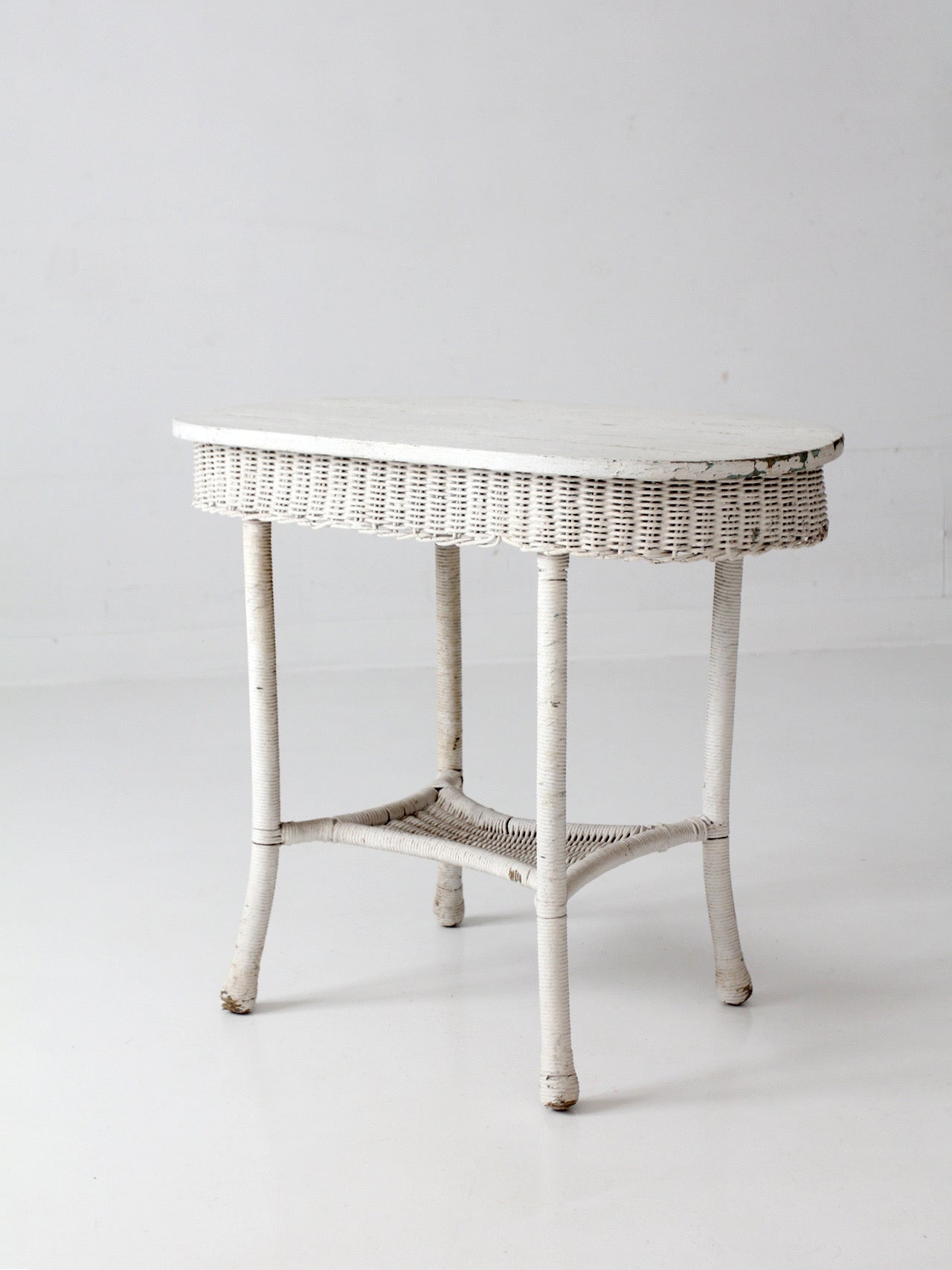 antique white wicker sunroom table