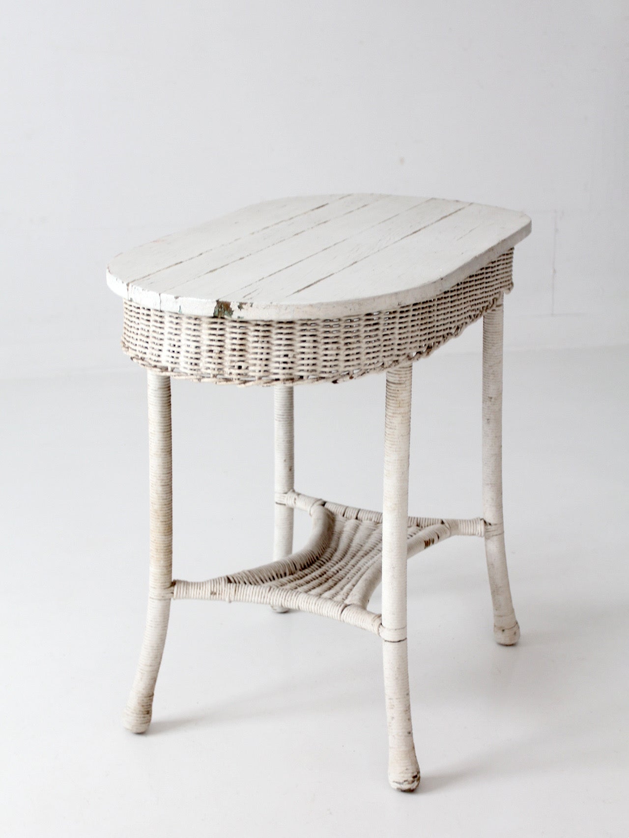antique white wicker sunroom table