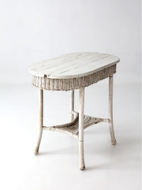 antique white wicker sunroom table