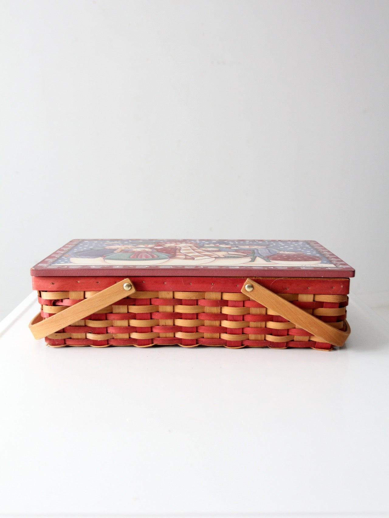 vintage Mindy Cain snowman Christmas basket