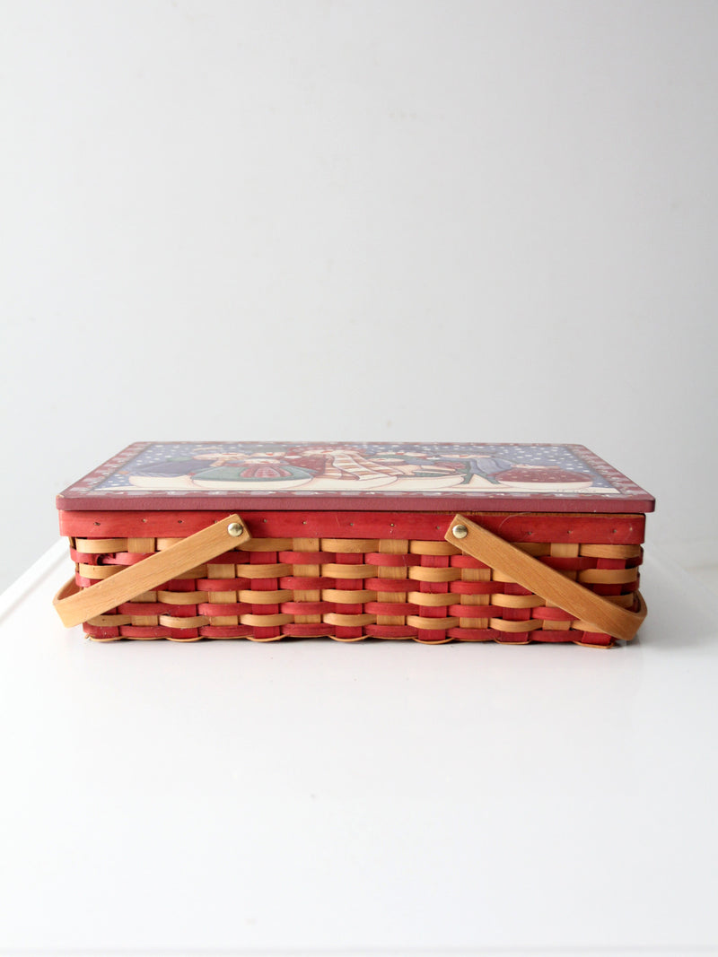 vintage Mindy Cain snowman Christmas basket