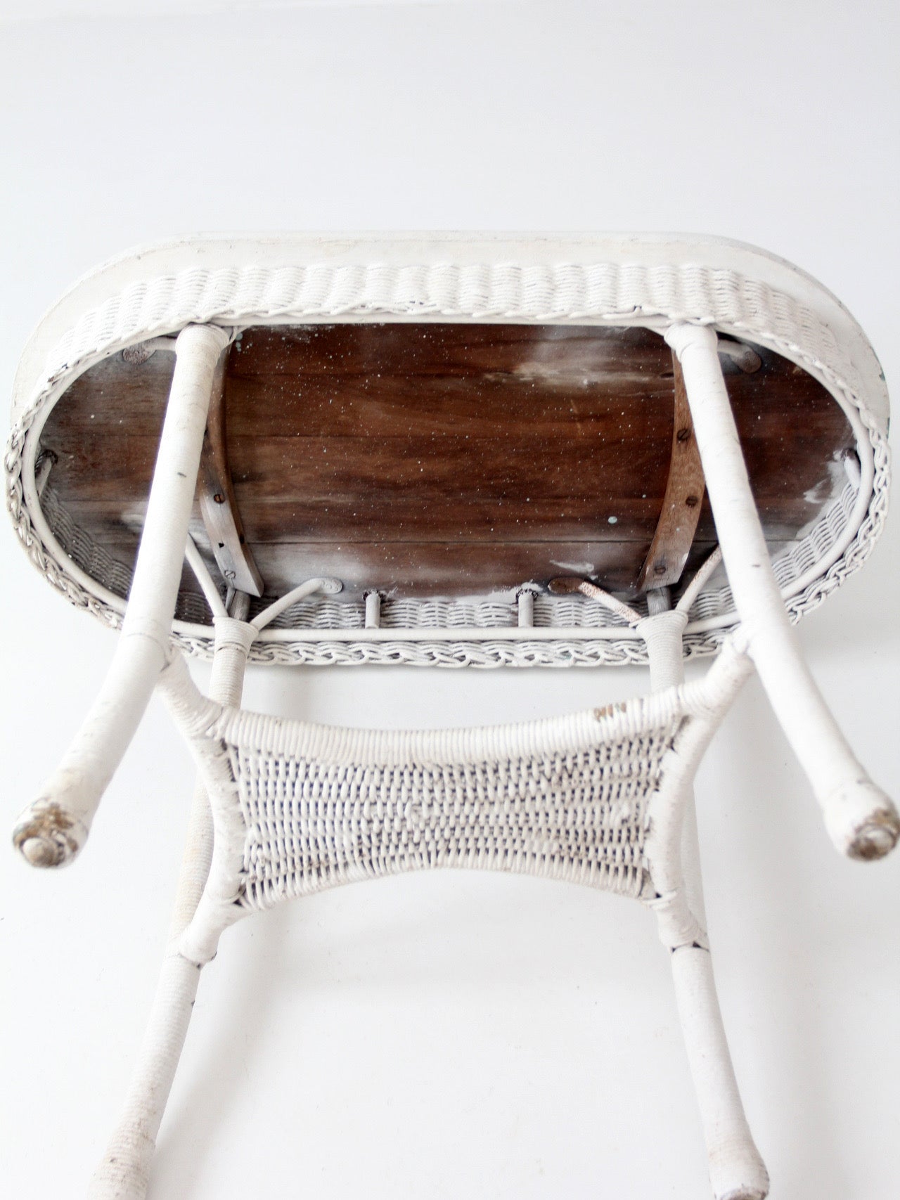 antique white wicker sunroom table