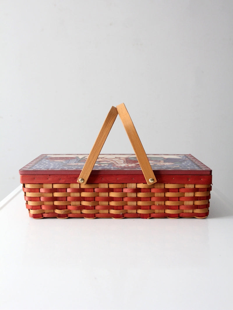 vintage Mindy Cain snowman Christmas basket