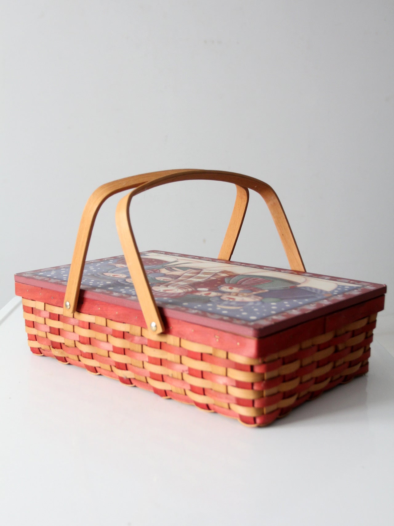 vintage Mindy Cain snowman Christmas basket