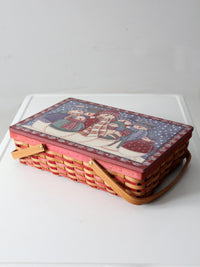 vintage Mindy Cain snowman Christmas basket