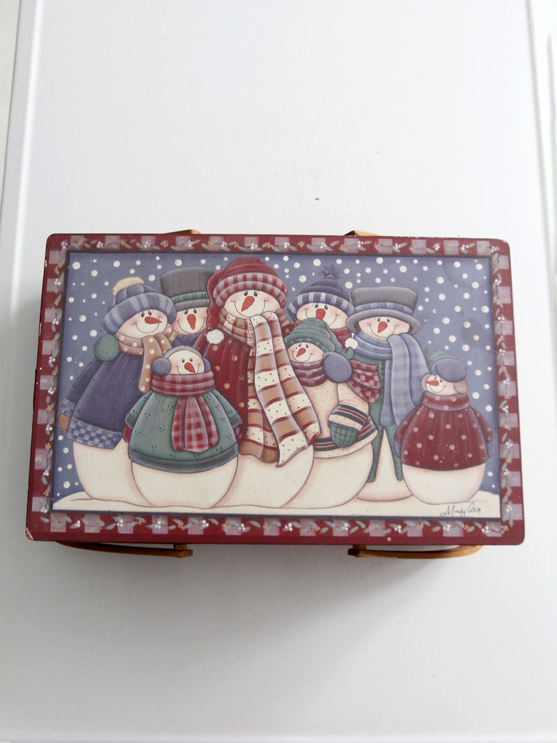 vintage Mindy Cain snowman Christmas basket