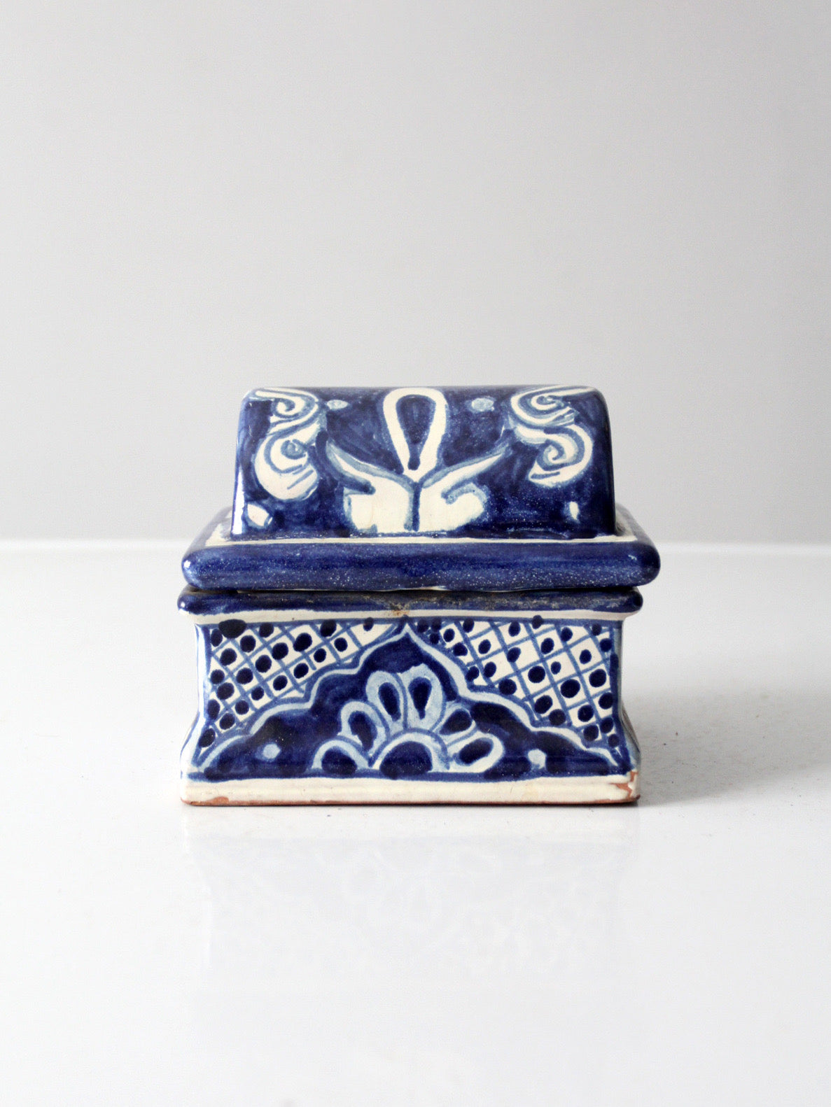 vintage Mexican Talavera style ceramic box