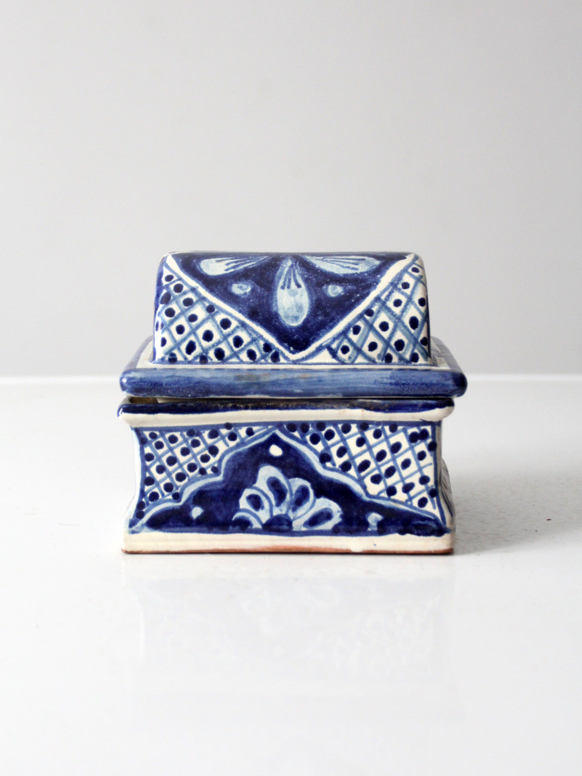vintage Mexican Talavera style ceramic box