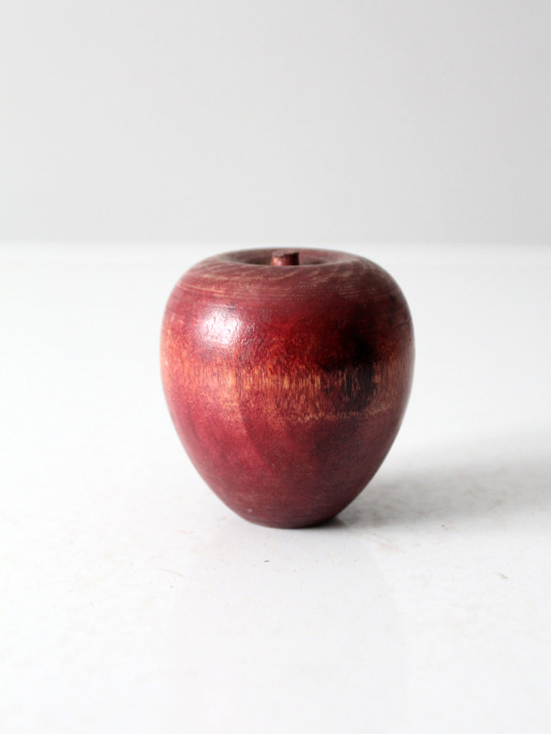 mid-century wooden apple paperweight