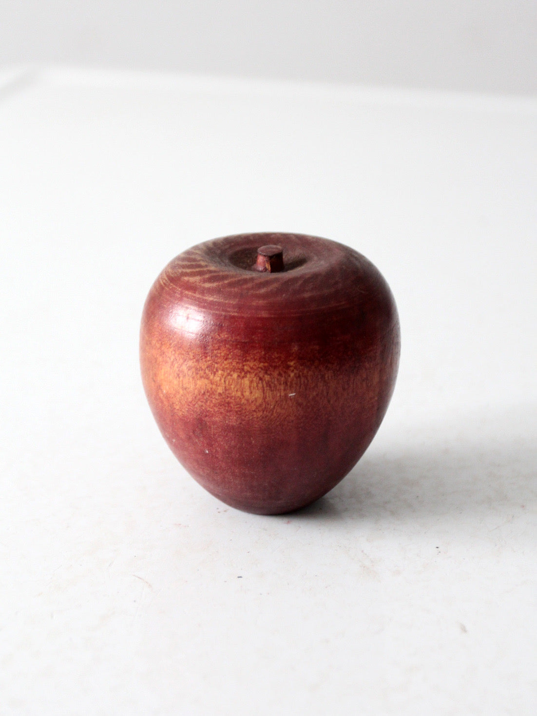 mid-century wooden apple paperweight