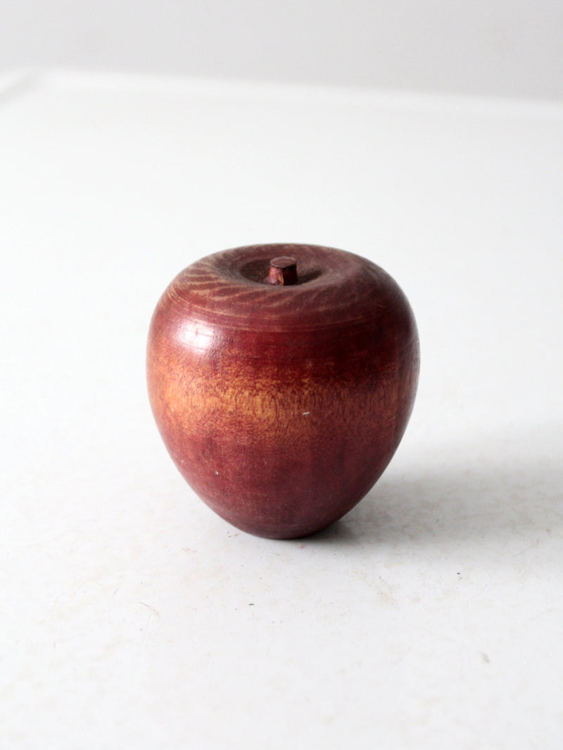 mid-century wooden apple paperweight