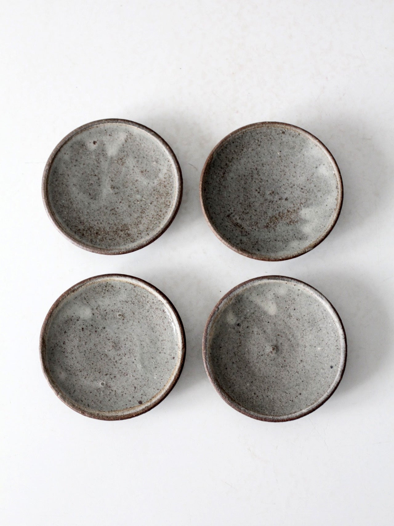 vintage small studio pottery plates set of 4
