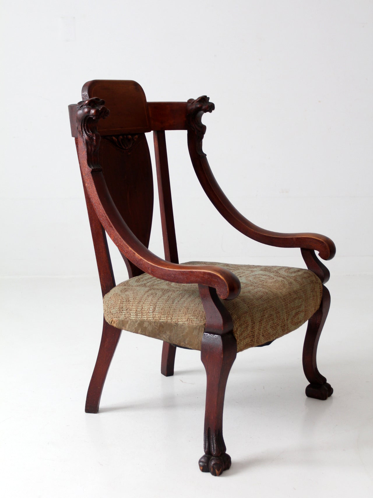 antique lion head claw foot chair