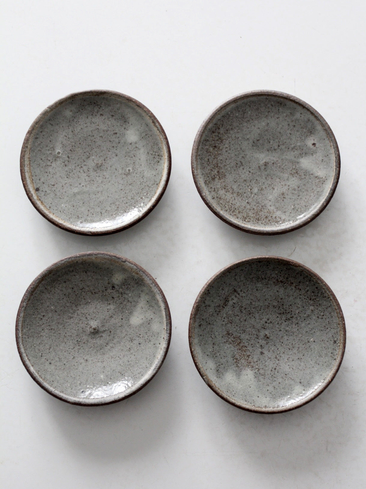 vintage small studio pottery plates set of 4