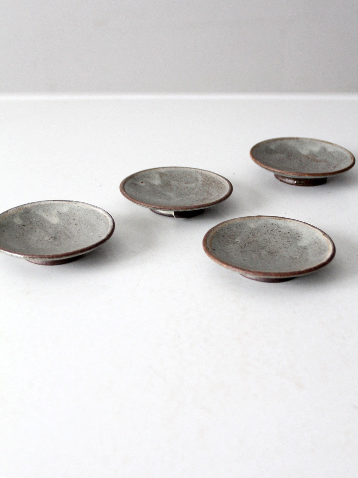 vintage small studio pottery plates set of 4
