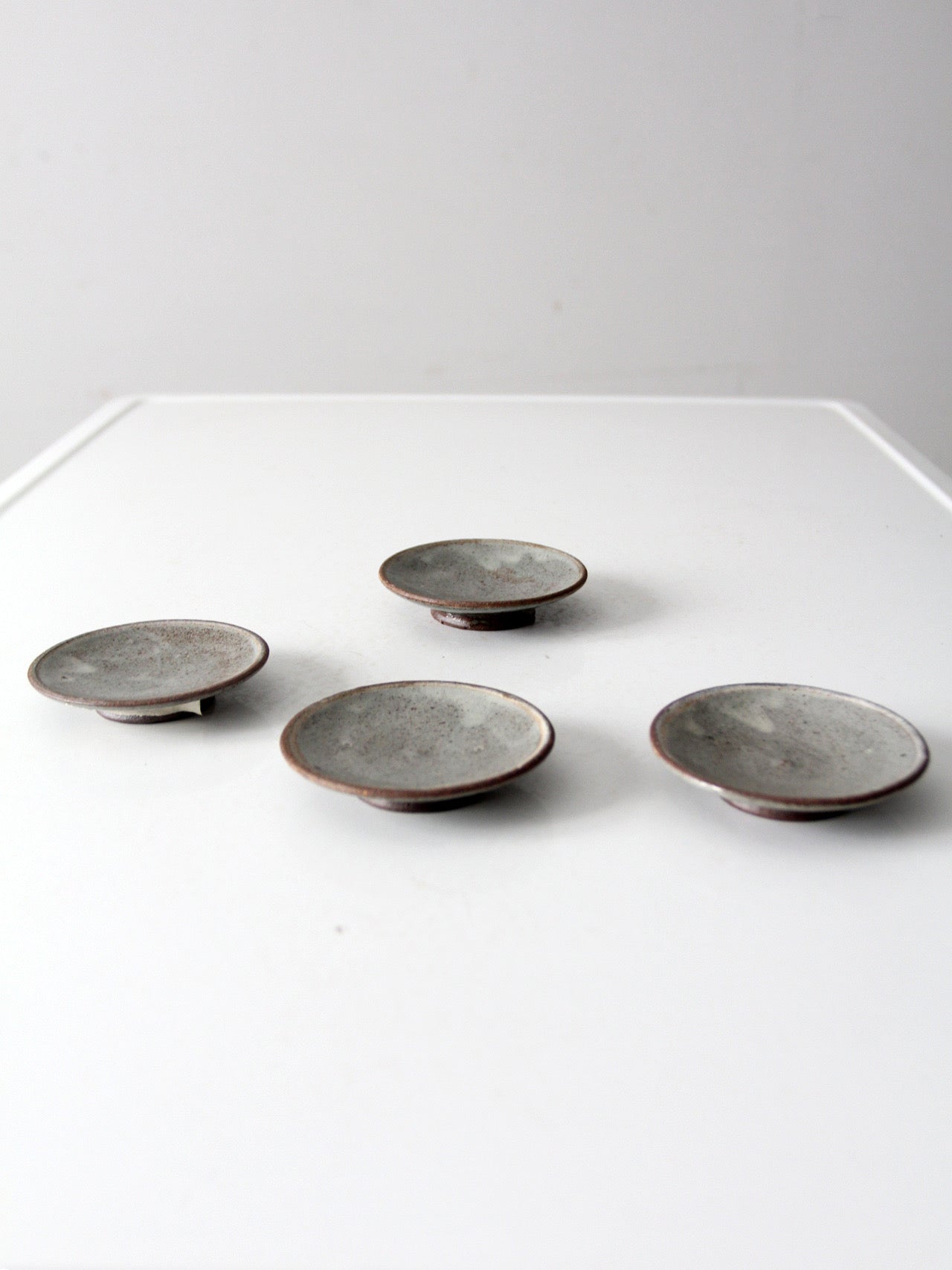 vintage small studio pottery plates set of 4