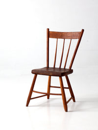antique early American plank seat spindle back chair