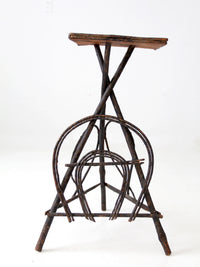 antique Adirondack twig side table with painted top