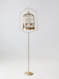 vintage brass bird cage with stand