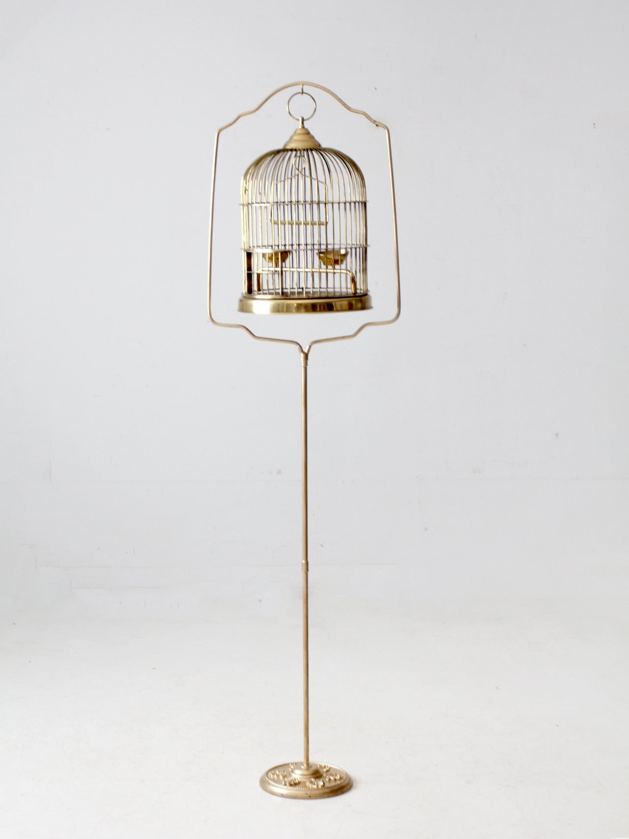 vintage brass bird cage with stand