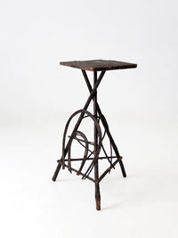 antique Adirondack twig side table with painted top