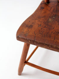antique early American plank seat spindle back chair