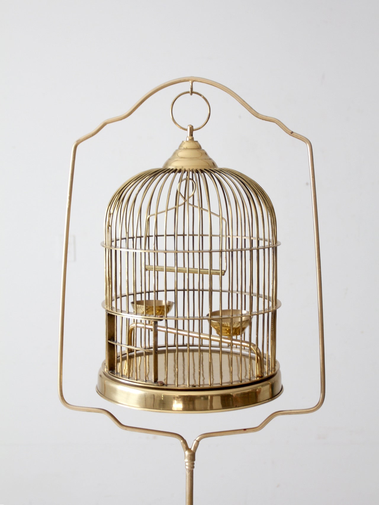 vintage brass bird cage with stand