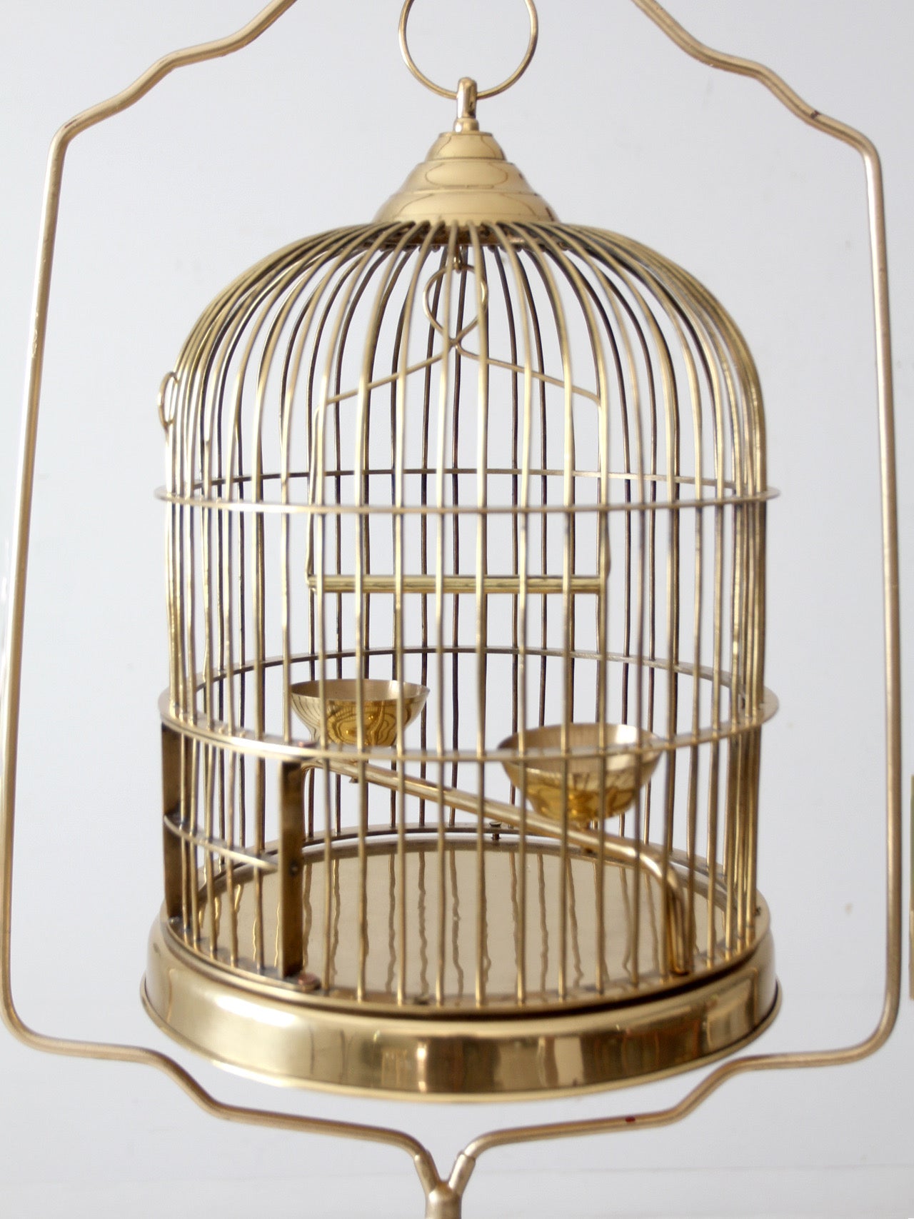 vintage brass bird cage with stand