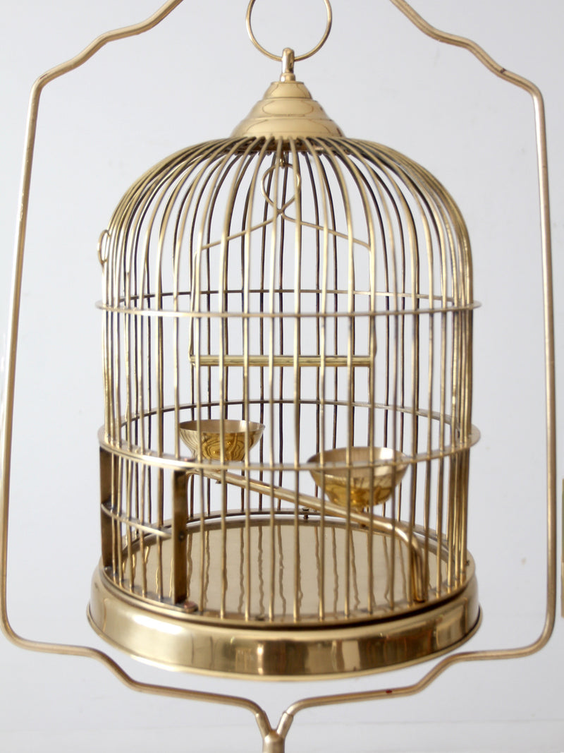 vintage brass bird cage with stand