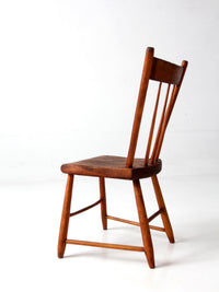 antique early American plank seat spindle back chair