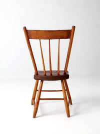 antique early American plank seat spindle back chair