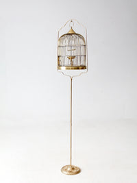 vintage brass bird cage with stand