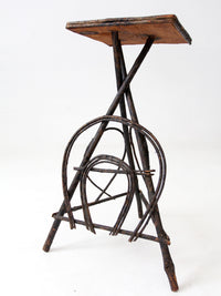 antique Adirondack twig side table with painted top