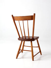 antique early American plank seat spindle back chair