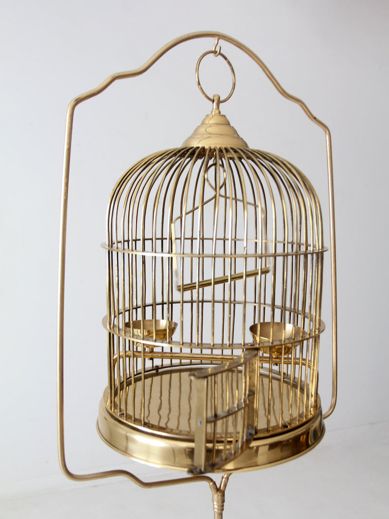 vintage brass bird cage with stand