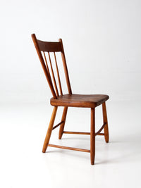antique early American plank seat spindle back chair