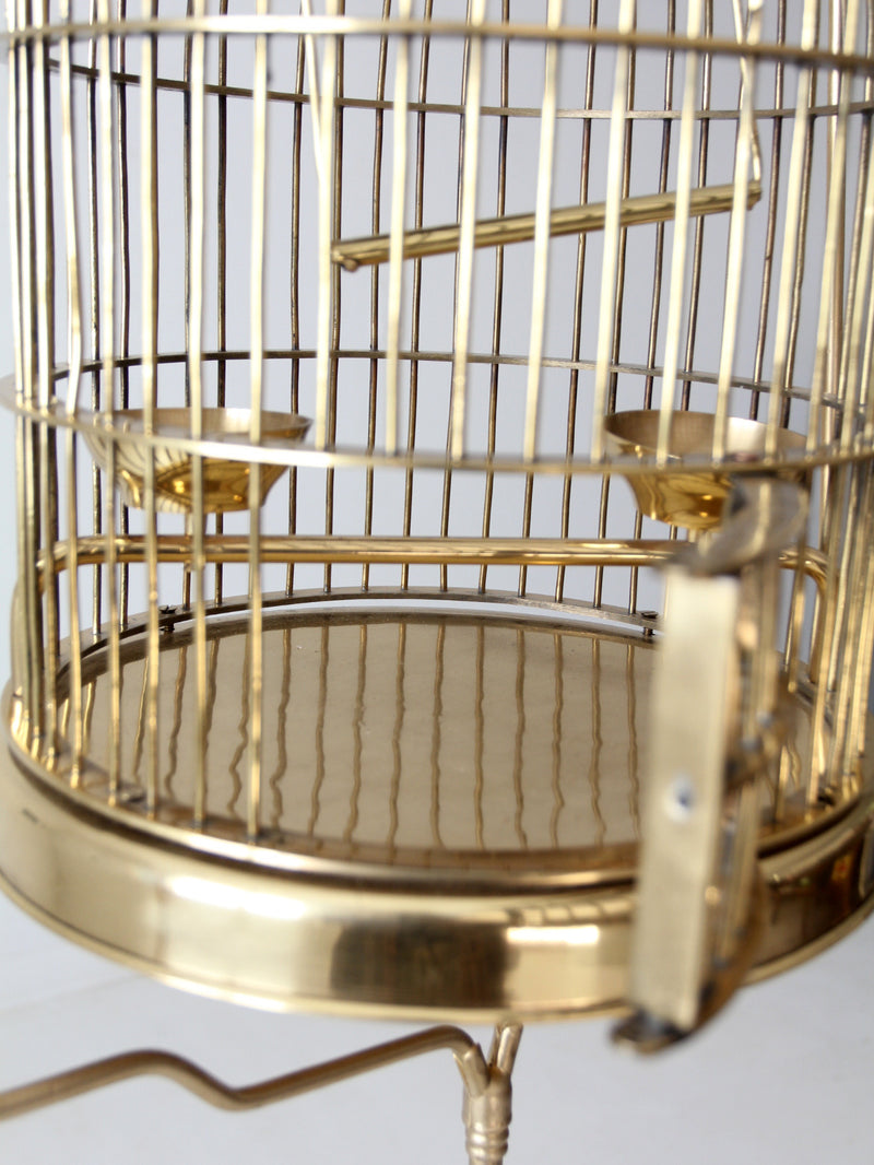 vintage brass bird cage with stand