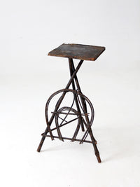 antique Adirondack twig side table with painted top