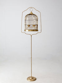 vintage brass bird cage with stand