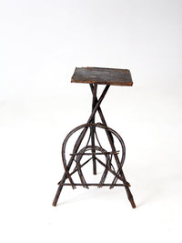 antique Adirondack twig side table with painted top