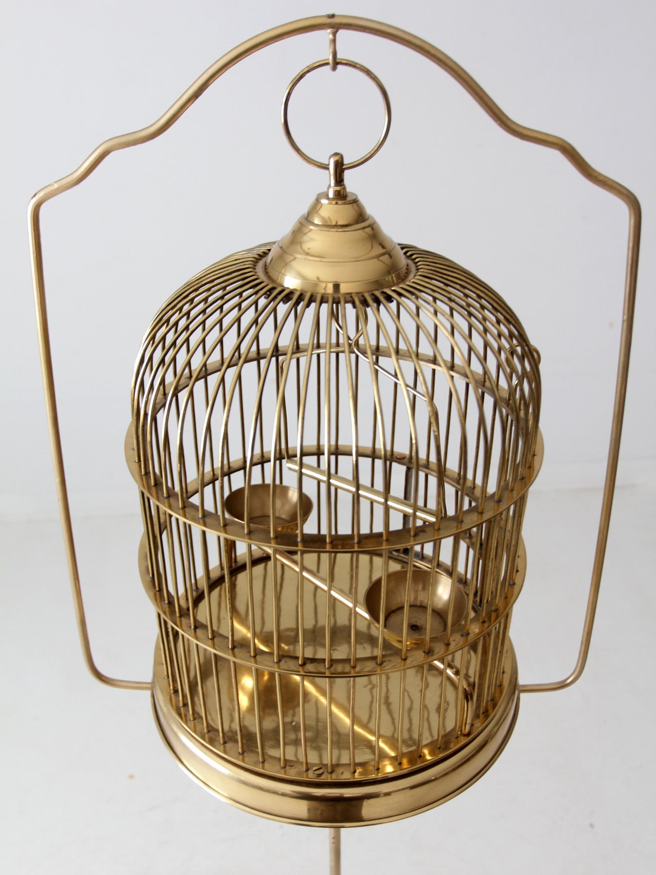 vintage brass bird cage with stand