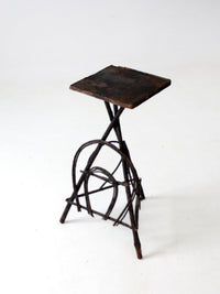 antique Adirondack twig side table with painted top