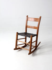 antique children's splint weave seat rocking chair