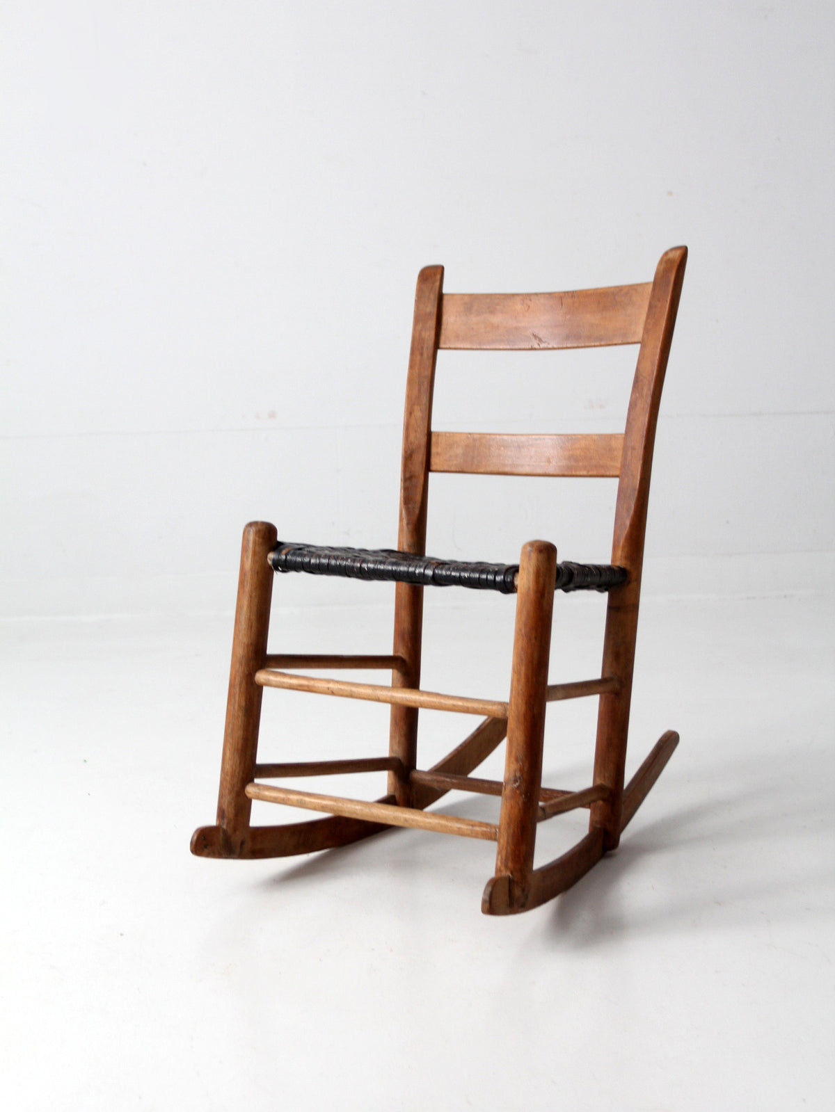 antique children's splint weave seat rocking chair