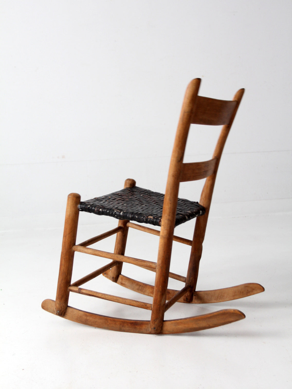 antique children's splint weave seat rocking chair – 86 Vintage