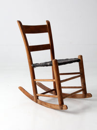 antique children's splint weave seat rocking chair