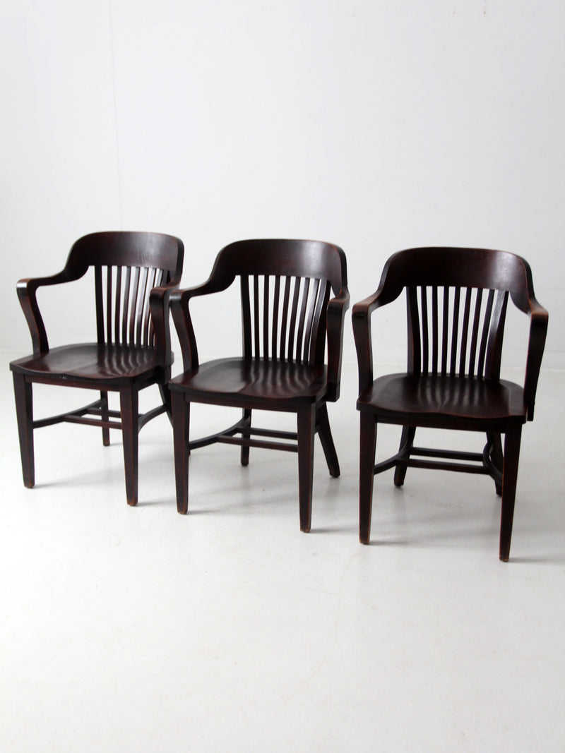 antique Crocker Chair Co bank office chair set of 3
